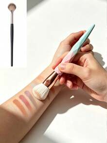 Soft Aesthetic Style Synthetic Bristle Plastic Handle Diamond Cut Faceted Design Pink Green Gradient Rose Gold Metal Band 7pcs Makeup Brush Set With PU Storage Bag Suitable For Foundation Blush Eyeshadow Blending Birthday Gift Travel Vanity All Season Use - Multicolor - View 10