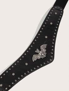 1pc Women's Western Style Rivet Vintage Heavy-Duty Versatile Waist Belt, Suitable For Daily Wear, Party - Black - View 4