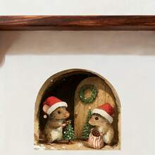 1/3/5pcs Christmas Mouse Hole Wall Sticker Cute Mice With Santa Hat Baseboard Decal Self Adhesive Removable Wall Art For Skirting Board Holiday Home Decoration - Christmas Mouse Hole Sticker - View 6