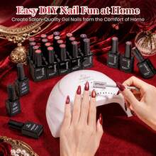 Beetles 20 Colors Red Cat Eye Gel Polish Set, Jelly Glitter & Solid Color Shimmer Magnetic Effects, Base Coat, Top Coat & Matte Top Coat, Soak Off UV LED Nail Art Manicure - 20色閃亮磁吸美甲膠套裝 - 查看 7