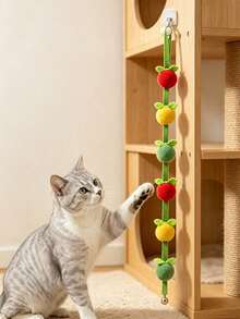 1//2/3/4pcs Persimmon Tomato Shaped Straw Cat Teaser Toy - Suitable For All Cat Breeds, Interactive Toy With Bell, Boredom Relief Toy, Suitable For All Sizes Of Kittens And Adult Cats - Multicolor - View 8