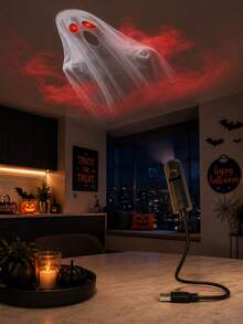 Halloween Horror Projection Light USB Powered,7 Scary Slides Ghost Bat Pumpkin Skeleton Spider Projector,Adjustable Gooseneck Lamp For Party Wall Ceiling Decor - USB Projector Light - View 5