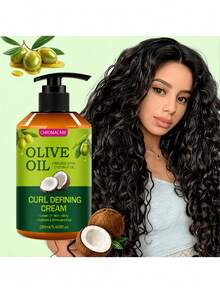 280ml Olive Oil Curly Hair Styling Cream With Coconut Oil, Leave-In Curl Cream For Wavy And Curly Hair, Long-Lasting Frizz Control, Moisturizing And Hydrating Hair Care, Define Natural Curls, Non-Greasy Formula Suitable For All Hair Types - Full Size - View 9