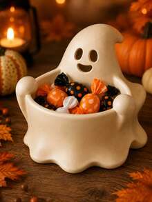 Mangkuk Permen Hantu Halloween, Piring Permen Hantu Lucu dan Kotak Penyimpanan Camilan, Mangkuk Sajian Camilan Menyeramkan untuk Pesta Halloween, Dekorasi Meja, Dekorasi Musim Gugur untuk Rumah dan Dapur, Penyimpanan Permen dan Kue - Kotak penyimpanan permen - View 4