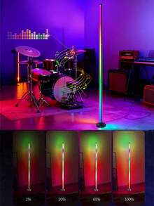 APP Smart RGB Corner Floor Lamp, USB Powered, Multi-Color Dimmable LED, Nordic Style Ambient Light, Suitable For Living Room, Bedroom, Game Room, Adapter Not Included - Multicolor - View 2