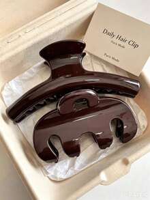 2pcs/1pc Women's 11.4cm/4.48in Baseball Cap Shaped Handbag Shaped Brown Glossy Large Lightweight Plastic Hair Clips, Fashionable Versatile High-End Elegant Minimalist Solid Color Hair Accessories, Suitable For Daily Outings, Casual, Party, Commute, Vacation, Tying Hair, Ponytail, High Bun, Washing Face, Bathing, Makeup, Matching Outfits, Hair Accessories, Hair Clips - Multicolor - View 5