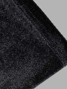 Herbst Damen Samt Langarm Top, Spitzenbesatz V-Ausschnitt elegante figurbetonte Bluse - Schwarz - Übersicht 5
