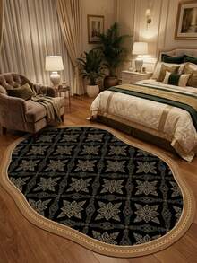 1PC European & American Modern Luxury Classical Geometric Floral Plant Element - Soft Faux Cashmere Area Rug, Bathroom, Kitchen, Entryway, Hallway, Bedside, Living Room, Bedroom, Etc., All-Season Machine Washable Asymmetrical Large Size Floor Mat, Aesthetic Home Decor - Multicolor - View 5