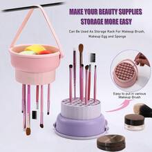 Makeup Brush Cleaning Palette, Portable Makeup Brush Cleaning Mat, Beauty Brush Cleaning And Drying Tool, Suitable For Makeup Brushes, Puffs And Sponges, Quick Makeup Tool Dry Cleaning Box, Giveaways - Drying Basket - View 8