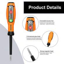 NJTY LY86D 2-In-1 Digital Voltage Tester Screwdriver, 12-250V AC Electrical Test Pen With LCD Display, Red/Green Dual-Color Indicator, LED Light, Circuit Breakpoint Detection, Ergonomic Rubber Grip - Multicolor - View 4