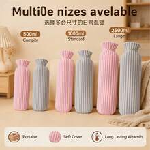 1pc Extra Large Capacity Rechargeable Hot Water Bag, Thickened Durable Warm Water Bag, Portable Bed Foot Warmer, Suitable For Sleep Warmth And Foot Warming, Practical Winter Home Warming Accessory, Daily Use On Cold Nights, Holiday Gift - Multicolor - View 2