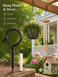 12pcs Q-Shaped Clip Hooks, Outdoor String Light Hooks, Windproof Screw Hooks, For Hanging Outdoor String Lights, Christmas Lights, Plants And Hanging Baskets - One Size - View 5