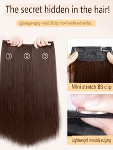 3-Piece 4-Layer Jacquard Seamless Edged Hair Extensions For Women, Long Hair Volume Booster, Fluffy 3-Piece Hair Extensions, 1-Piece Invisible Clip-In Hair Extensions, Hair Accessories, Wig - Black - View 9
