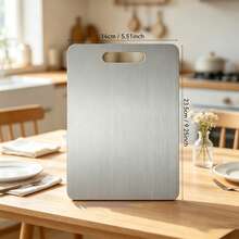 3pcs/1pc Premium Stainless Steel Double-Sided Cutting Board, Convenient Kitchen Double-Sided Stainless Steel Cutting Board, Kitchen Cutting Board For Meat, Fruit And Vegetables, Thickened, Mold-Resistant, Suitable For Kitchen And Restaurant Use, Easy To Clean With Water, Basic Kitchen Tool For Home Cooks And Cooking Enthusiasts, Cutting Meat, Cheese, Board, Board Meat, Cheese, Bread, Vegetables And Fruits, Cutting Board For Home, Dorm, Kitchen Tool, Gift For Family, Christmas, Back To School Season. - Silver - View 13