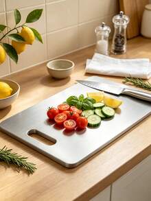 3pcs/1pc Stainless Steel Silver Double-Sided Cutting Board, Antibacterial, Non-Slip, Easy To Clean, Suitable For Cutting Vegetables, Meat, Kneading Dough, Rolling Skin, Fruit Processing, Multi-Functional Kitchen Essential, Kitchen Supplies, Kitchen Gadgets, Suitable For Home Kitchen, Baking And Restaurant Food Preparation. A Practical Choice For Cooking Enthusiasts And Home Cooks, Christmas/Back To School Gift. - 1PC - View 9
