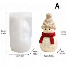 1pc Christmas Snowman Candle Silicone Mold, Christmas Snowman Shape, Suitable For Candles/Soaps/Plaster Decorations, Easy Demolding, Multi-Functional Mold. Suitable For Christmas/Winter Decoration/Christmas Party, Ideal For DIY Craft Enthusiasts - A-White - View 5