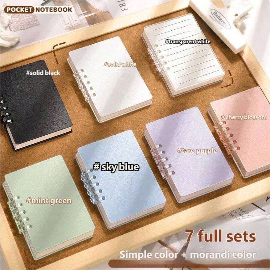 Matte PP Cover Loose Leaf Notebook, Waterproof And Dustproof Detachable Plastic Spiral Notebook, Student School Writing Stationery, Detachable Plastic Coil, Macaron Stationery, School Writing Supplies, Aesthetic Notebook, Used For Daily Notes - A - View 1