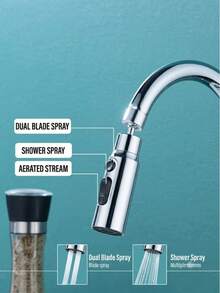 3-Mode Kitchen Faucet Aerator Replacement Nozzle, 360° Rotating High Pressure Water Tank Spray Gun Accessory, Anti-Splash Water-Saving Nozzle, Suitable For Kitchen And Bathroom Accessories - Multicolor - View 4