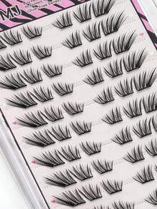 60pcs Glue-Free Upward Slanted Cluster False Eyelashes, Black Tapered Tips With Flicked Tail Design, Create Cat Eye Makeup Look, Self-Adhesive Easy To Wear, Suitable For Cosplay, Photography And Bold Glam Makeup - C - View 6