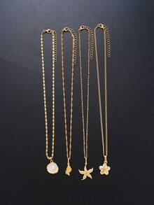 4pcs Vintage Elegant Minimalist Bohemian Style Women's Multi-Layer Baroque Pearl Necklace, Suitable For Daily Wear, Party, Date, Wedding, Gift - Gold - View 5
