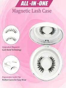 2 Pairs Of Magnetic False Eyelash Sets, Natural And Realistic, Magnetic Paste, No Glue, Light And Reusable, With Eyelash Curler, Easy To Wear - View 3