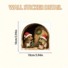 1/3/5pcs Christmas Mouse Hole Wall Decals, Cute Mouse With Christmas Hat Baseboard Stickers, Self-Adhesive Removable Wall Art Decor, Holiday Home Decoration - Christmas Mouse Hole - View 11