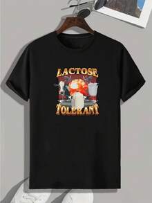 Summer Party Wear Graphic T-Shirt For Men - Lactose Tolerant - 黑色 - 查看 2