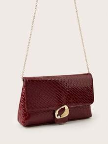 Large Capacity Lacquer PU Material Embossed Women's Clutch Bag, Suitable For Attending Balls, Retro Style, Elegant Lady's Handbag, Suitable For Party - Burgundy - View 4