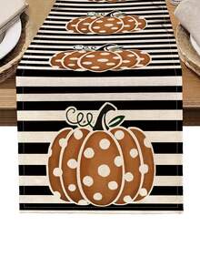 1pc Halloween Pattern Table Runner, 4pcs Halloween Pattern Placemats, Suitable For Holiday, Party, Birthday, Dinner, Kitchen Dining Table Decoration, All-Season Room Decor, Home Textile Decoration Table Runner - Multicolor - View 10