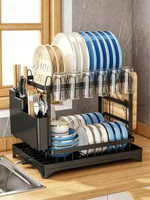 1pc Heavy Duty Dish Drying Rack With Drainage System - Space-Saving Countertop Storage Rack, No Drilling Installation, Easy To Clean, Suitable For Kitchen, Dining Room - Multicolor - View 9