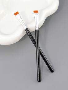 1 pieza Pincel plano para corrector, pincel delineador, pincel plano ultra delgado para corrector, herramienta de maquillaje de base y corrector de precisión - Negro - Ver 8