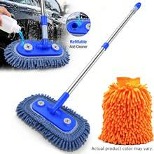 Replaceable Car Wash Mop Set With Ultra-Fine Microfiber Chenille Cleaning Head, Built-In Soap Dispenser Design, Telescopic Stainless Steel Long Handle, Includes Car Wash Gloves, Scratch-Free Car Cleaning Brush, Suitable For Cars, SUVs, Trucks, RVs - Car Wash Mop Set - View 4