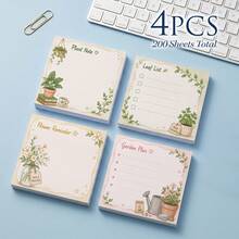 4 Packs Total 200 Sheets Plant Sticky Notes 75x75mm 3x3 Inch, Leaf Checklist And Garden Plan Floral Self-Adhesive Memo Pads, Desktop Reminder Notes, Office School Home Stationery Supplies - 75 X 75 mm - View 10