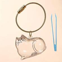 2pcs Cute Cat Hair Storage Keychain, Transparent Cat-Shaped Pet Fur Keepsake Capsule, Pet Hair Memorial Pendant For Cats & Dogs, Bag Charm & Gift For Pet Lovers - Multicolor - View 11