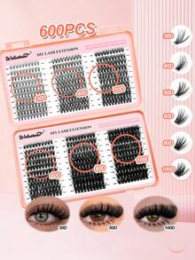 Waloshow Clusters Dense 8D Fluffy Manga Style Anime Feel Eyelash Extensions 10-18MM Cluster Eyelash Extensions, D Curl Single Eyelashes, Reusable, Suitable For Beginners-30D/100D - D - View 5