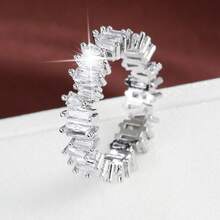 1pc Geometric Asymmetric Design Cubic Zirconia Inlaid Women's Ring Casual Gift - Multicolor - View 18