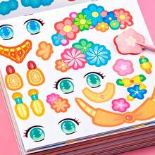 1PC Princess Dress Up Sticker Book For Kids, 50+ Pcs Reusable Fashion Outfit Stickers, Creative DIY Paper Doll Activity Set, Fun Travel Toy Gift For Girls - 1 Random Book - View 8