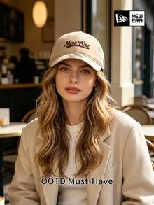 New Era Baseball Cap Brand Letter Embroidery Unstructured Dad Hat Khaki Adjustable Sports Cap Unisex - Khaki - View 1