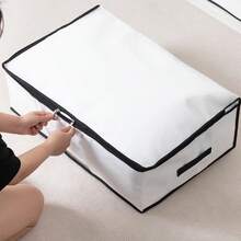 1pc-Large Capacity Bedding Storage Bag, Dust-Proof And Water-Resistant Luggage Transportation Storage Bag, Suitable For Bedrooms, Storage And Organization, For Household Use - White - View 2