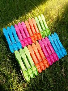 1/12/24pcs Clothespin Set, 73mm Colorful Plastic Clothespins And Sock Clips, Back To School Essential, Spring-Loaded Thickened Clothespins, Suitable For Clothes, Towels And Socks Laundry Clip Set (Random Color) - Multicolor - View 7