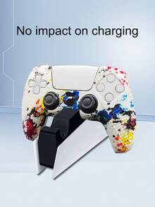 1 个 PlayStation 5 控制器硅胶套，水转印设计，防滑防刮防汗抓握增强，底部大开口用于充电底座直接充电 - 彩色 - 查看 3