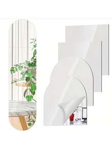 4pcs Shatterproof Full-Length Acrylic Mirror - Made Of Shatterproof Acrylic Material, Frameless Self-Adhesive Design. Acrylic Mirror Panel Set. Perfect For Bedroom, Home Gym And Dressing Room. Easy Installation, Space-Saving Design. Can Be Used As "Peel And Stick" Wall Decor, Alternative To Wallpaper. Convenient To Use, Durable. - Acrylic Mirror Sticker - View 6