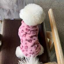 Autumn/Winter Thickened Double-Layer Warm Fleece Pet Pink Leopard Print Soft Coat For Cats And Dogs, Maltese, Abyssinian, Bichon Frise, Outdoor Cold-Proof, Machine Washable, High Quality - Pink - View 6
