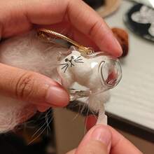 2pcs Cute Cat Hair Storage Keychain, Transparent Cat-Shaped Pet Fur Keepsake Capsule, Pet Hair Memorial Pendant For Cats & Dogs, Bag Charm & Gift For Pet Lovers - Multicolor - View 5