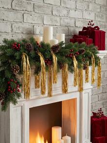 1 Pack 19.7 Inch Shiny Silver & Gold Christmas Sequin Icicle Hanging Decor, Christmas Tree Wedding Home Party Decoration, Fireplace Decoration, Party Backdrop Decoration, Home Decor - Multicolor - View 6