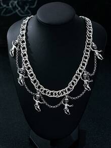Women's Minimalist Hip-Hop Fashion Rivet/Cross/Skull Pendant Necklace (Gift Box Not Included) - Bright White - View 8