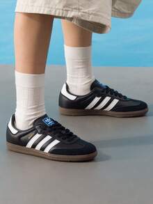 Adidas Originals Men's & Women's Low-Top Classic Retro Sneakers SAMBA OG Lightweight Comfortable Breathable Sports Casual Shoes B75807 - Black/White - View 2