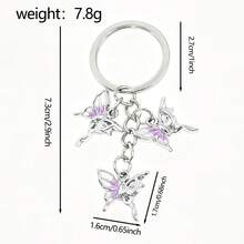 Gradient Enamel Butterfly Keychain, Silver Alloy Fairy Butterfly Pendant Key Ring, Aesthetic Backpack Handbag Charm Accessories For Girls - Multicolor - View 7