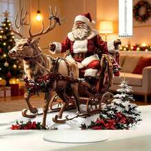 Patung Akrilik Santa Claus Afrika-Amerika dengan Alas - "Dekorasi Meja Meriah, Ideal untuk Rumah, Kantor, dan Perayaan Hari Raya" - View 6