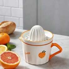 1pc 330ml/11oz Cute Ceramic Citrus Lemon Orange Manual Juicer, With Juicing Cone, Juice Cup With Spout And Handle, Dishwasher , Easy To Clean; Perfect For Home Kitchen, Breakfast And Daily Use, Also An Ideal Holiday Gift - Multicolor - View 11